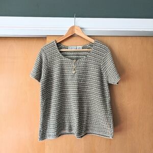 90s vintage boxy knit striped tee